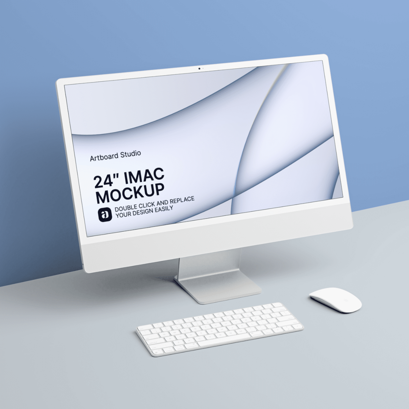 Monitor mockup desktop computer design blank display with transparent background. Perspective Silver 24 Inch Imac Mockup Template