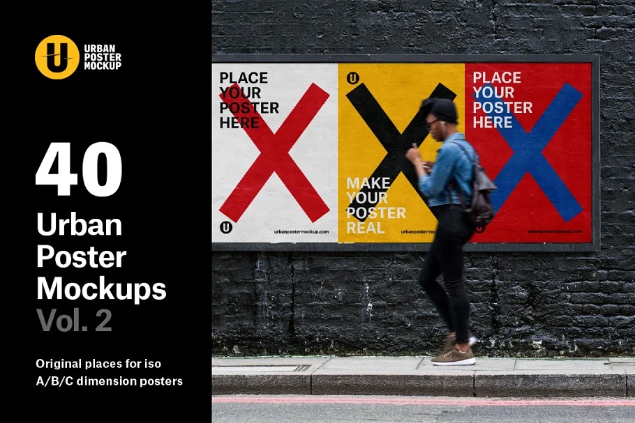 The mockup essentially acts as a scene creator, wherein 3 posters have been displayed against a brick wall on a street. Urban Poster Mockup Vol 2
