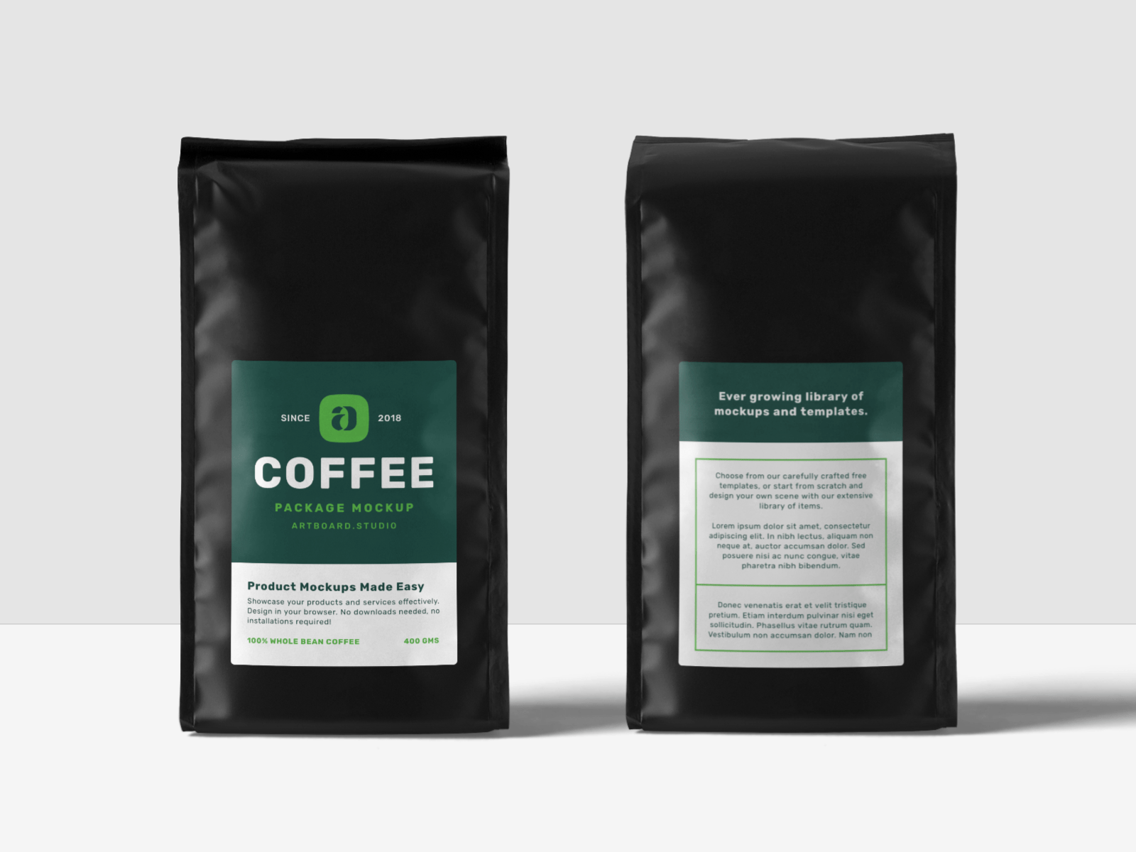 Psd file consists of smart objects. Coffee Packaging Mockup Scene