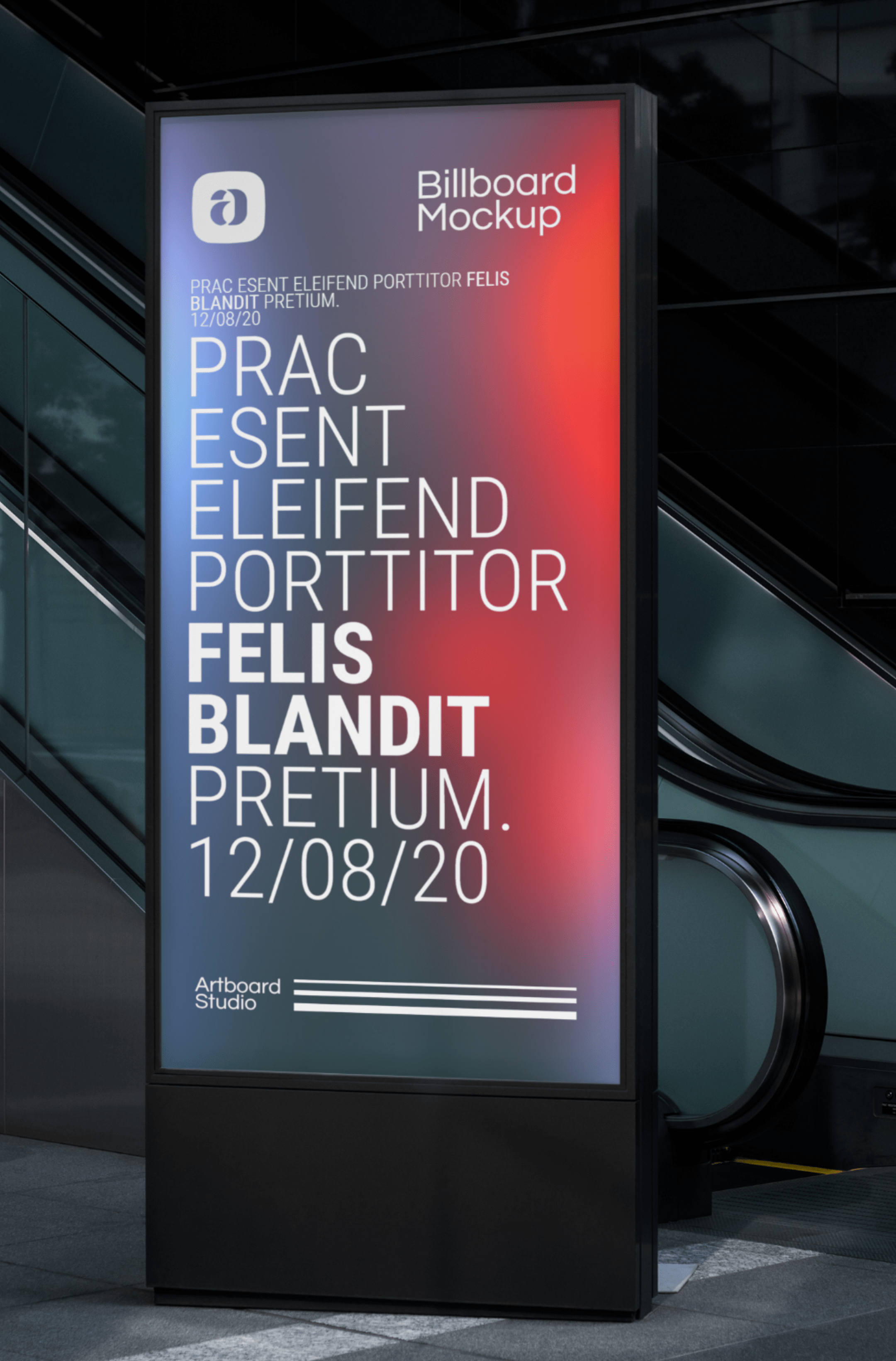 Poster & photo frame mockup template. Free Billboard Poster Mockup Scene