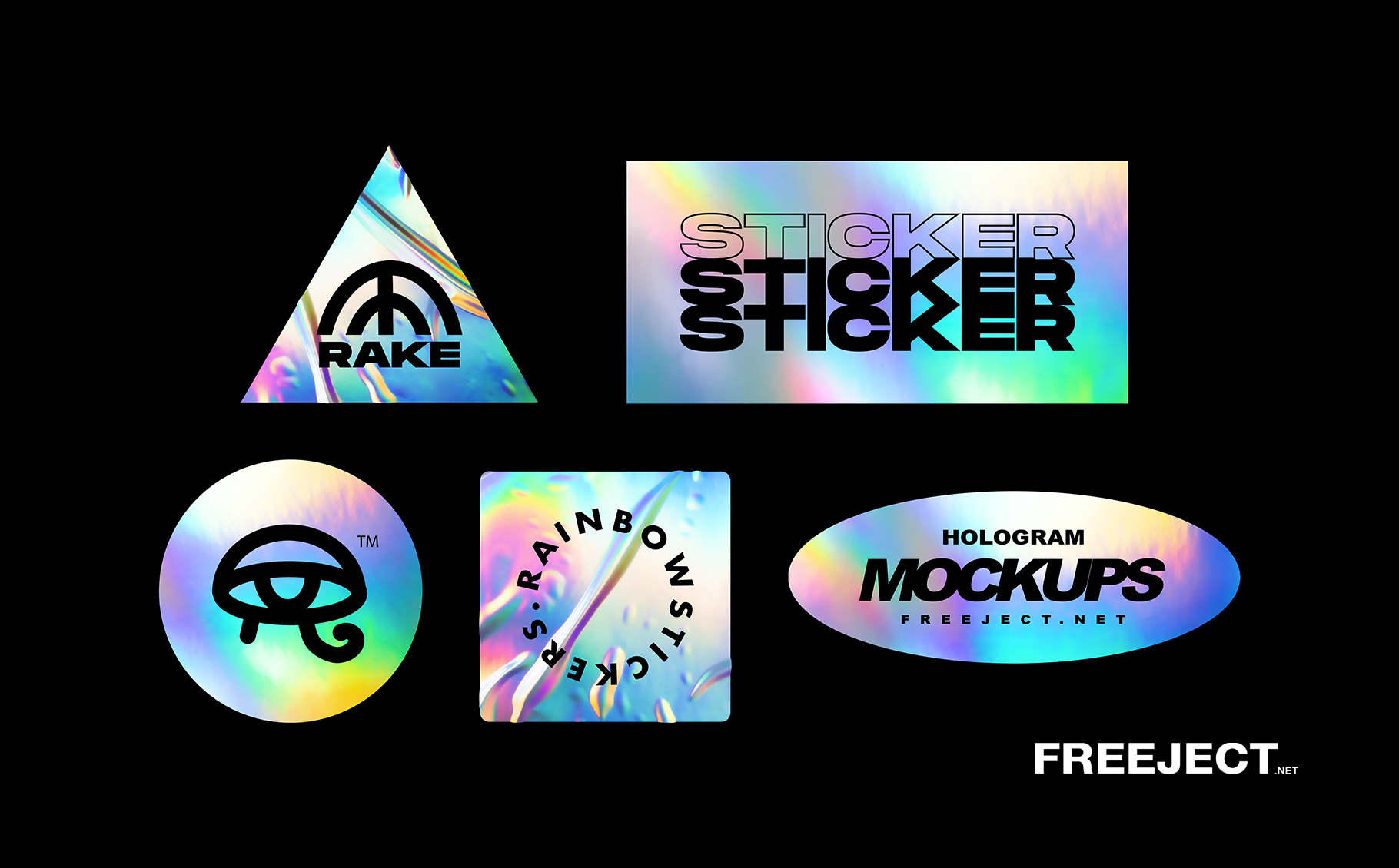 Discover 1 free sticker mockups design on dribbble. Free 5 Holographic Rainbow Foil Sticker Mockups Psd File